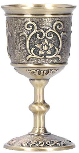 Atyhao Calice, Tasse à vin Vintage européenne Bronze métal gobelet à vin Rouge Maison Art Artisanat décoration Royal Calice Whisky Boisson Fournitures de fête(L)