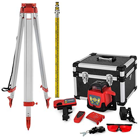 VEVOR Kit Niveau Laser Rotatif Autonivelant avec Trépied et Mire 360° Portée Mesure 500 m Trépied Télescopique pour Construction Bâtiments Professionnels Maçonnerie Clôtures Entrepreneurs Fondations