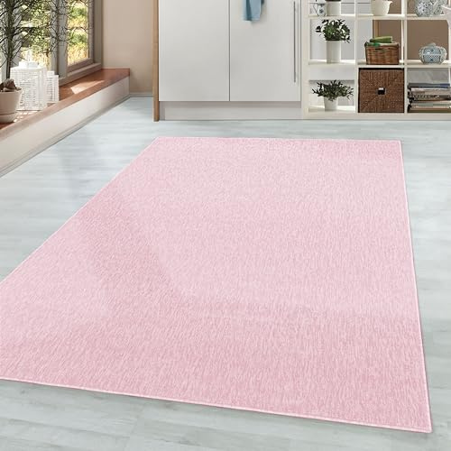 HomebyHome Teppich Wohnzimmer 60x100 cm Läufer Rosa Einfarbig Meliert Design - Schlafzimmer Teppich Kurzflor Extra Weich Pflegeleicht Teppiche für Küche Esszimmer - Carpet Living Room