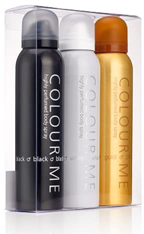COLOUR ME Black/White/Gold Homme - Triple Pack, Fragrance for Men, 3 x 150ml Body Spray, by Milton-Lloyd