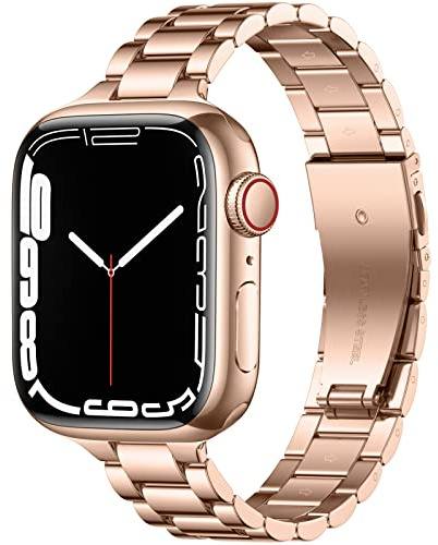 Wepro Straps Compatible with Apple Watch Strap 40mm 38mm 41mm 42mm for Women/Men, Stainless Steel Slim Replacement Metal Apple Watch Series 11 10 9 8 7 6 5 4 3 2 1/SE 3 Strap/SE2/SE/Ultra, Rose Gold