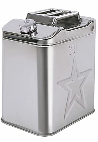 Yimihua Quadrat Rostfreier Stahl Benzinkanister aus Metall 5L-20 Liter Benzin Kanister Kraftstoffkanister Tragegriff Träger zur Lagerung von Kraftstoff Benzin Diesel Öl Motorrad Tank(Size:30L)
