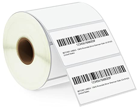 BETCKEY - 76mm x 38mm(3 in x 1,5 in) Perforated Etichette Termiche per Codice a Barre, Spedizione e Indirizzo Compatibile con stampanti Zebra e altre [1 Rotolo/950 Etichette]