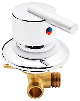 Équipement Sortie à 1 Voie Filetage Vis/Intubation Robinet Douche Laiton Froid Chaud Mitigeur Inverseur pour Salle Bain Cabine Vapeur, Vanne MéLange D'Eau G1/2, Cartouche CéRamique (Filetage Vis)