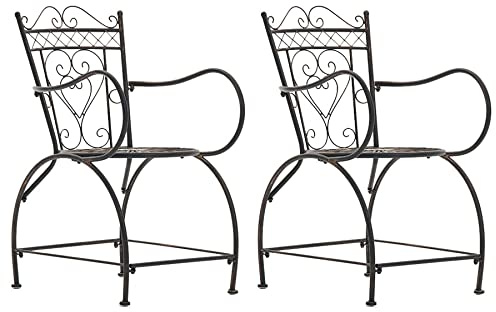 CLP 2er Set Stühle Sheela I Gartenstühle Aus Metall I Metallstuhl Mit Armlehnen Im Jugendstil - Farbe Bronze