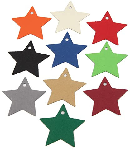 PresentFill extra stark Premium Geschenkanhänger Sterne verschiedenen Farben - 210g/m² Kraftpapier auf E-Welle Karton als Etiketten, Preisschilder, Hängeetiketten, Preisanhänger (200 Stück, Rubin Rot)