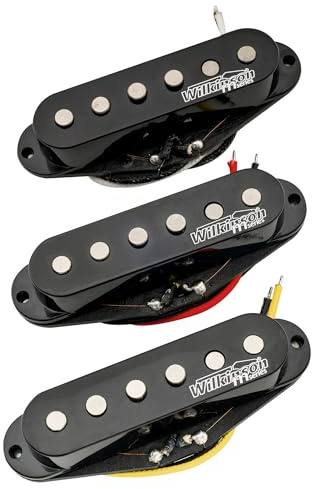 Wilkinson Vintage 60's Staggered Alnico 5 Single Coil Pickups Set for Strat Style Electric Guitar, Black