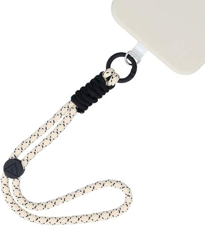 Bracelet + adaptateur pour téléphone portable [accessoire de mode]. Pendentifs à main pour téléphone portable et accessoires. [BRACELET Premium en couleur Mobile]. (Design, blanc brut)