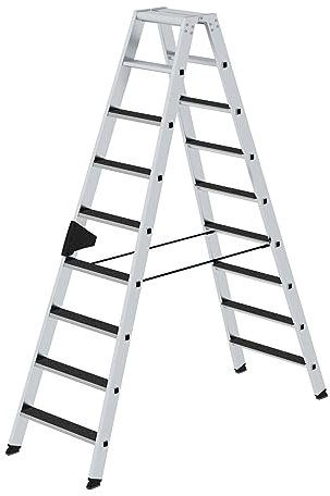 PROREGAL Stufen-Stehleiter | beidseitig begehbar mit Clip-Step R13 | 2x9 Stufen | Leiter, Teleskopleiter, Trittleiter, Bockleiter, Sprossen-Doppelleiter