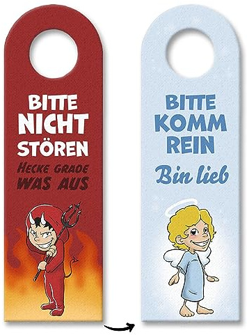 Bitte nicht stören - komm rein Türhänger 3er Set mit Teufelchen und Engelchen für deine Kinder damit sie dir zeigen können ob du gerade eintreten darfst oder besser nicht