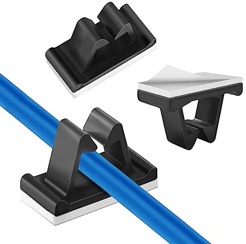 50 Stück Kabelclips, Kcmell Schwarz Kabelclips Selbstklebend Kabelmanagement Outdoor Light Wire Clips Kabel Organizer Klebrige Kabel Tidy Clips für Auto, Büro, Desktop, Zuhause