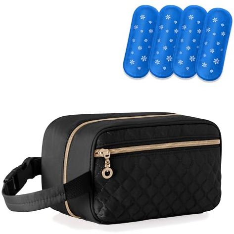 Damero Breastmilk Cooler Bag with 4 Ice Packs, Breast Milk Cooler Travel Bag Breastmilk Storage Bag Cooler for Breastfeeding Working Mom, Black