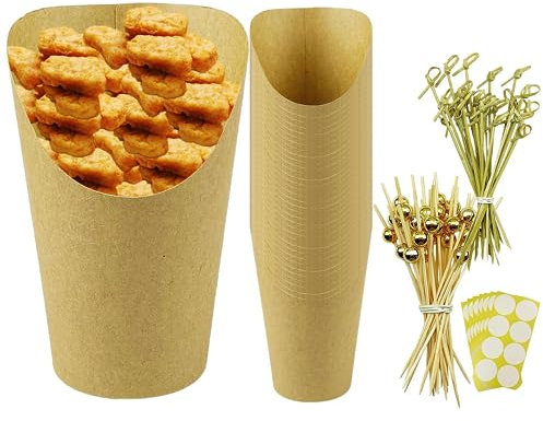 Vasos de embutidos, vasos desechables para embutidos, vasos de patatas fritas marrones desechables, portavasos de papas fritas de papel, vasos de aperitivos de papel marrón, accesorios para tablas de