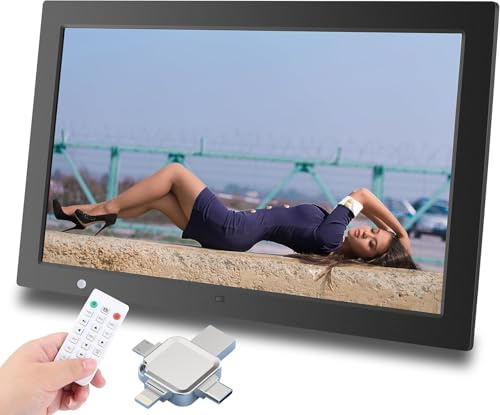 Cornice digitale da 20 pollici, USB, schermo IPS 1920 x 1080, cornice per foto digitale, per regali, compatibile con slot per schede SD da 64 GB, supporta sensore di movimento video musicale con