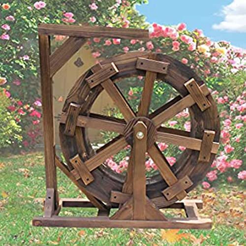 Fuente de madera con ruedas de agua, estilo vintage, rústico, adorno decorativo para estanque de jardín, patio, porche, decoración de balcón para interiores y exteriores