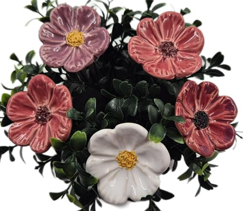 Generisch Keramik Blüten Anemonen 5-er Set mit großen Blüten - (Farbmix A)