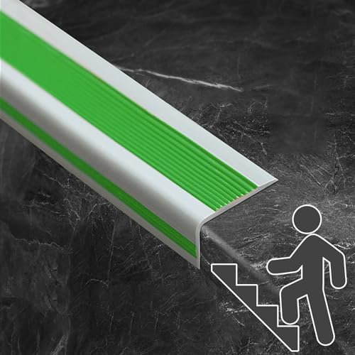 AYHARYLH Treppenkantenprofil Treppenprofil L-Form,Eckenschutz PVC Kunststoff Eckenschutz,Vinyl-Anti-Rutsch-Treppenkante,für Den Außen- Und Innenbereich (Color : Green, Size : L1m)