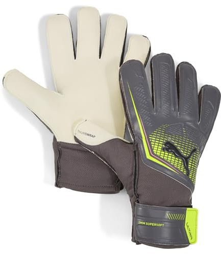 PUMA Ultra Play RC, Gants de Gardien de But Garçons, Matte Aged Silver-Yellow Alert, 5