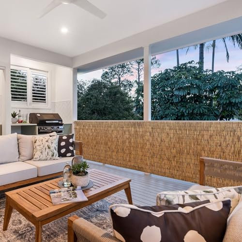 Schilfrohrmatte 60cm 90cm 100cm 120cm 140cm hoch im Freien bambus sichtschutz Natürlicher Bambuszaun Wasserdicht und langlebig schilfmatte Individuelle Größe für Garten Balkon Terrasse(Color:Carbonize