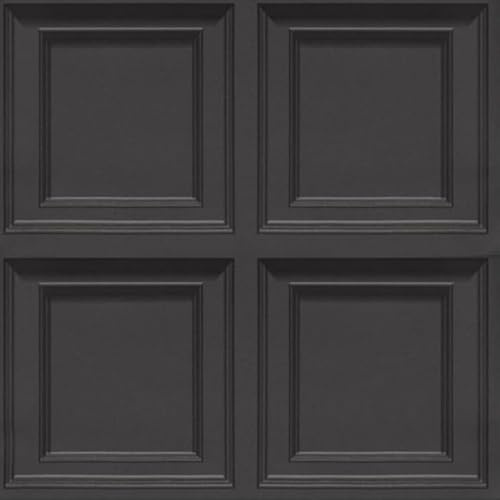 Anttyscar 3D Effect Wood Panelling Lattice Contour Wallpaper Retro Panel Effect Wallpaper Tartan Paneled Wallpapers for Adults Kids Bedroom Living Room Hallway Stairs Lounge Black