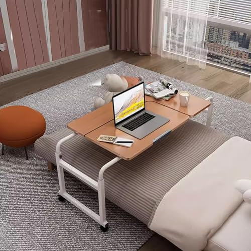 KHLMSRXJ Table de lit, Bureau au-Dessus du lit, Table de lit avec roulettes, Hauteur réglable, Bureau Roulant pour lit, Plateau réglable à 8 Niveaux, inclinable, Table d'hôpital Mobile au-d
