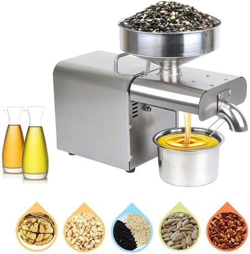 AFLEPCBRQ Automatic Oil Press Machine Extractor Home Electric Commercial Grade Stainless Steel Oil Press Extractor 610W Easily Extract Nut Peanut Sesame Rapeseed Walnut Oil,220v (220v)