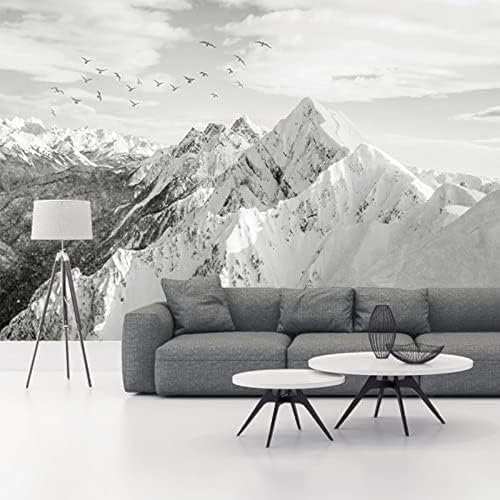 XLMING Paysage Naturel De Montagne En Noir Et Blanc Papier Peint 3D Intissé Salon Canapé Chambre À Coucher Salle Manger Intérieure Murale-400cm×280cm