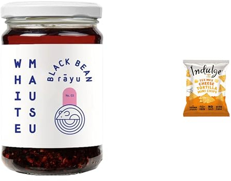 WhiteMausu Black Bean Rayu – 240g + Indulge Snack | Salty, Funky & Spicy Sauce with Black Beans, Chilli & Warming Spices | Vegan Umami Condiment for Any Meal | from SuperfoodUK (Pack of 1)