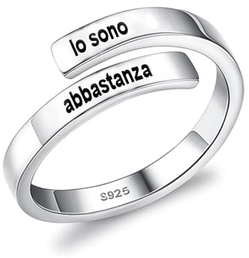 Anello Donna per Figlie Donne Ragazze in Argento Sterling 925 Ispirazionale e di Incoraggiamento Regalo Natale Regolabile Anelli ansia - Cofanetto incluso