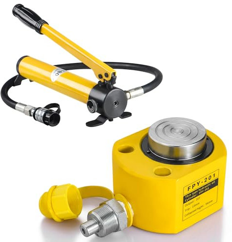 20T Hydraulikzylinder 0,51 Hub Mini Porta Power Ram Hydraulik-Hubzylinder mit CP-700 Hydraulik-Handpumpe für Maschinen und Schiffbau, gelb