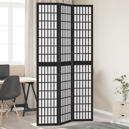 Mobilier d'extérieur Paravent 3 panneaux en bois massif noir paulownia