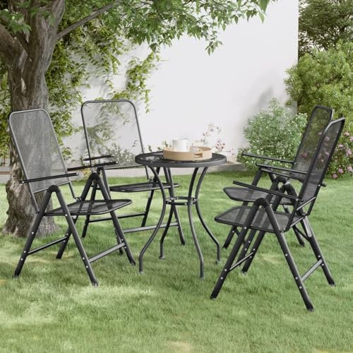 Xichuzi Klappbare Gartenstühle 4 STK Gartensessel, Campingstuhl, Hochlehner, Balkonstuhl, Balkonmöbel, Terrassenstühle, Balkon Stuhl, Streckgitter Anthrazit