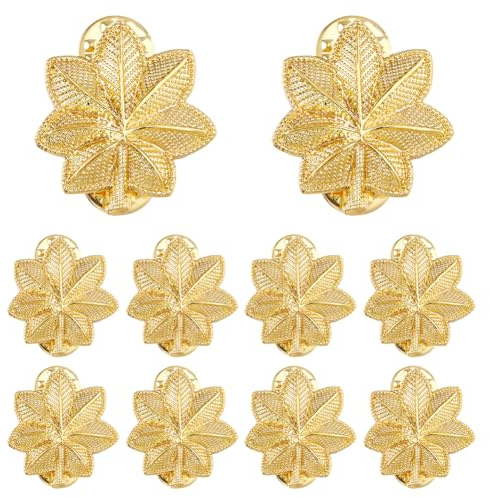 SUPERFINDINGS 10 Stk Große Eichenblatt Anstecknadeln Goldene Rangabzeichen Für Armeeoffiziere Anstecknadeln 27mm Rangabzeichen Aus Legierung Miniatur Blattbroschen Für Polizei Und Feuerwehruniformen