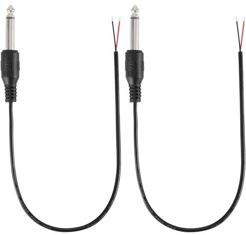 Greluma 2 Stk 0,3 m 6,35mm Stecker auf Lautsprecherkabel, 1/4 Zoll TS Mono Stecker auf blankes Kabel mit offenem Ende, 6,3mm Klinken Audiokabel Pigtail für Mikrofon Lautsprecherverstärker