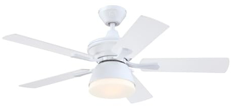 Westinghouse Lighting 7316340, traditioneller 105 cm Deckenventilator Nevada Mattweiß für den Innen- und Außenbereich, Leuchte mit Opalmilchglas