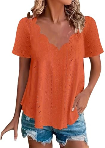 Cocila Maglie Rosse Donna in Saldo Amaon Outlet Offerte Oggi Donna Camice Viscosa Camicetta Fucsia Camicia Blu Scuro Maglia di Cotone Arancione T.Shirts Intima Mezza Manica T Shirts Rosa Maglietta La