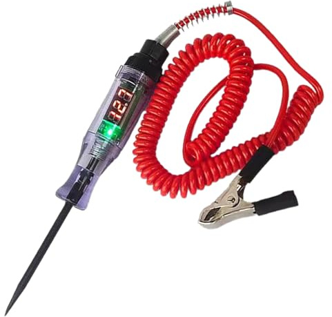 Circuit Tester Car Fuse Tester 3-70V Digital LED Automotive Test Light Digital Display Voltage Tester Pen with Retractable Spring Wire And Crocodile Clip for Wiring Circuit Checking (No Battery)