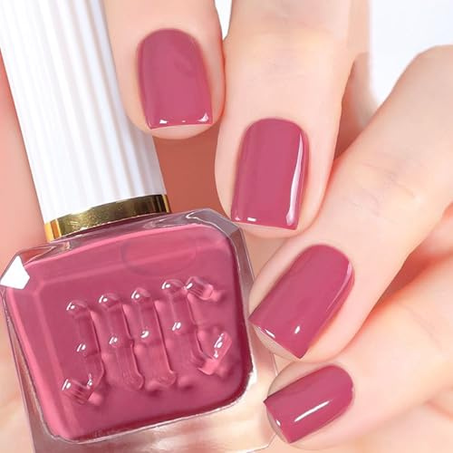 Nail Varnish - Dark Pink Nail Varnish Quick Dry - Long Lasting Dusty Pink Breathable Nail Polish - Water Based Chip Resistant Mauve Nail Polish - No Need UV Lamp for Women DIY Manicure