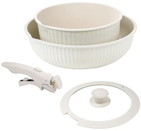 Nikou Juego de ollas con asas extraíbles, sartén antiadherente y olla para leche, cacerola y juego de sartenes, juego de utensilios de cocina adecuados para inducción, eléctricas
