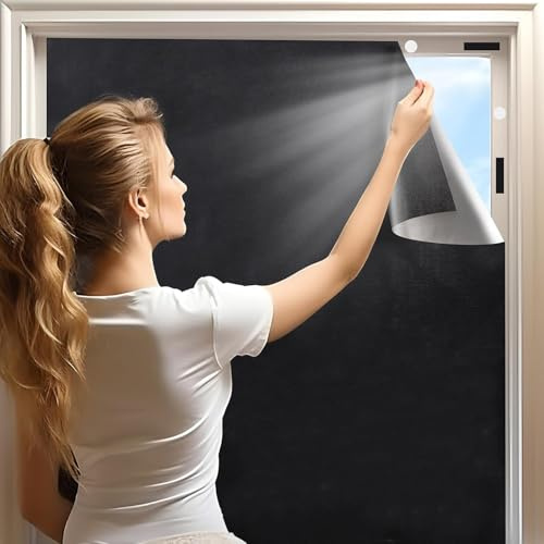 100% Blackout Blind | Portable Blackout Blinds 100X145cm | Blackout Blind Stick On for Windows Fits Any Size Shape | Travel Blackout Blinds for Bedroom Nursery Loft RV Car