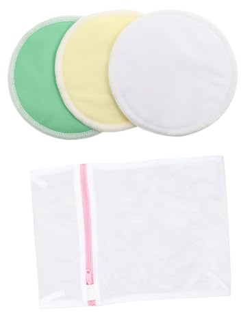UTHCLO 4 Coppette Assorbilatte Riutilizzabili in Bambù Strati Morbide e Traspiranti Assorbenti Post Parto Lavabili con Sacchetto per Lavaggio Inclusa Adatte per Allattamento e Uso
