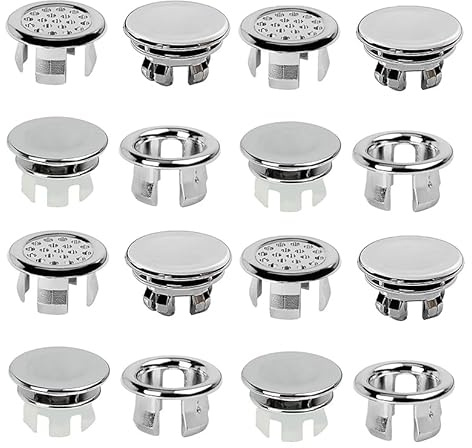 16 Pieces Bathroom Sink Overflow Ring, Sink Hole Cover, Bath Overflow Cover Replacement, Basin Trim Overflows Drain Insert, For Bathtub, Kitchen