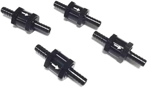 MKVAXR Lot de 4 clapets anti-retour carburant unidirectionnels en alliage d'aluminium, for huile, essence, noir (1/4#34; 6mm) Tuyau de retour de carburant(BLACK 5/16 8mm)