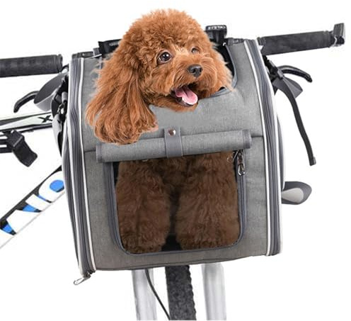 Fahrradtasche für Haustiere Faltbarer Atmungsaktiver | Hundefahrradkorb Fahrrad mit 4 Mesh-Fenster, 4-Offenen Türen Haustier Reisetasche für Kleine und Mittelgroße Katzen und Hunde