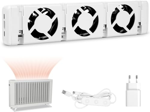 HeizkörperVentilator mit Control Sensor, Smart Heizungsventilator, Effizienter heizlüfter für Heizkörper verstärker, Heizungslüfter Lauf Ruhig, Energie & Heizkosten, Luftdurchsatz 36 m3/h pro Single