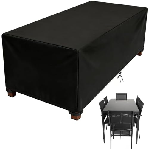PVPQPR Funda Mesa Exterior Impermeable 115x90x75cm/LxWxH Cubiertas para Muebles De Jardín Resistente Al Vient Anti-UV Funda Protectora para Muebles Exterior Aplicable a Mesa Y Sillas,Negro