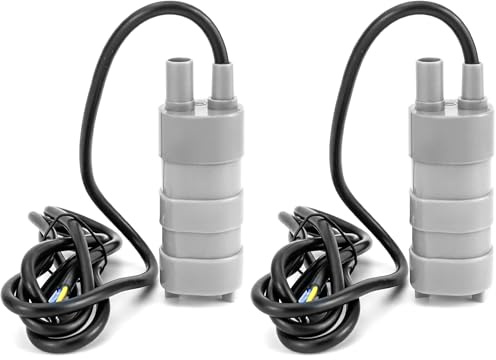 QWORK Pompe Immergée 12V 840L/H Pompe à Eau à Micromoteur pour Camping-car, Bassin, Aquarium, Douche, Jardin (Lot de 2)