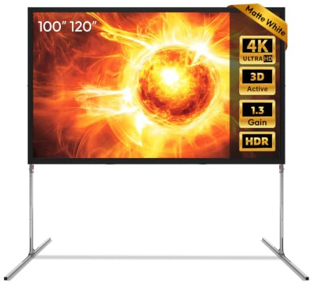 NothingProjector Pantalla Proyector Exterior con Soporte 120 Pulgadas | Portátil y Plegable, Gain 1,3, 4K UHD 16:9, Montaje Rápido en 3 Minutos, ma Marco de Aluminio, Camping,Jardín y Cine en Casa