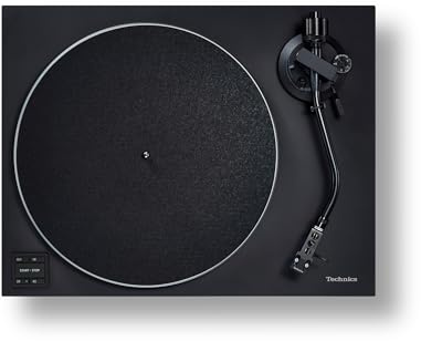 Technics SL-40CE-K Direct Drive skivspelare system, kärnlös motor, inbyggd Phono EQ, AT-VM95C patron, aluminiumfat, svart