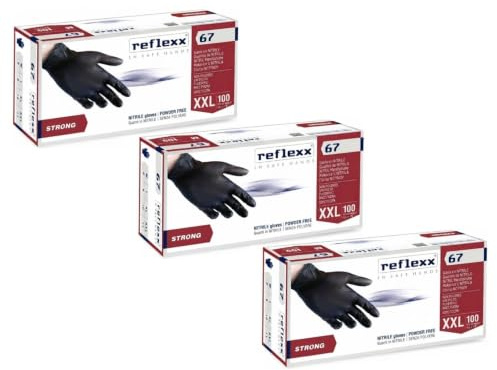 Generico Stock 300/1000 guanti in nitrile REFLEXX R67 - NERI AD ALTO SPESSORE - 5.5 grammi - varie taglie - senza polvere (300 guanti tg XXL)